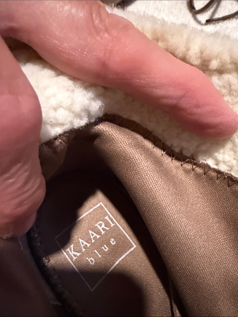 Kaari Blue Brown Faux-Suede Lace-Up Shearling Ankle Boots - Picture 5 of 6
